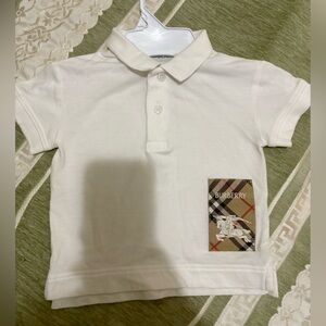 Burberry Kids Cream Polo with Check Patch